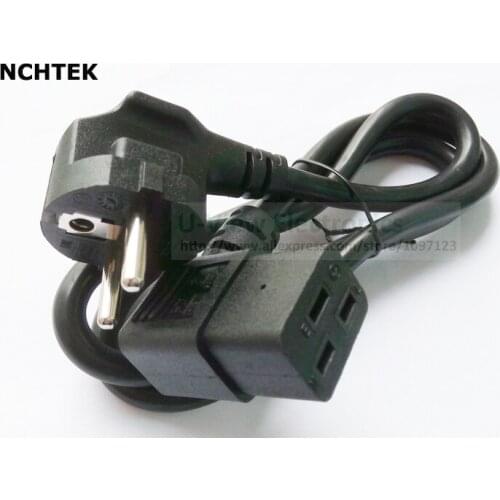 NCHTEK European CEE7 3Pole Male Schuko to Left Angle C19 16A Power Cord For UPS PDU About 1M/Free Shipping/5PCS