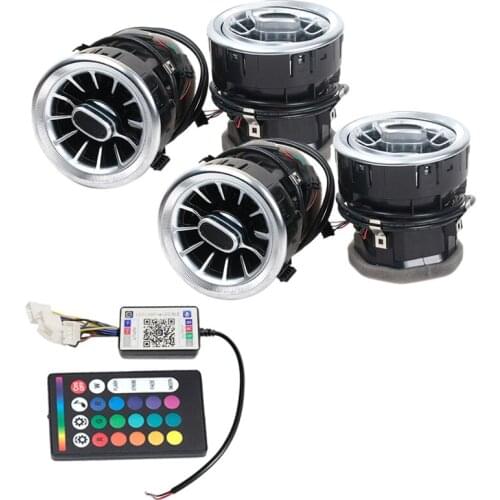 NEW-4PCS Dashboard Air Condition Vent Outlet Modification 64 Color LED Atmosphere Light for Benz V Class W447 V260 2015-2020