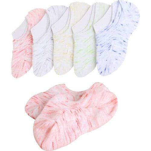 5 Pairs Womens Socks Non-slip Silicone Candy Color Striped Cotton Cute Girls Boat Socks Summer Autumn Comfort Female Sock Meias