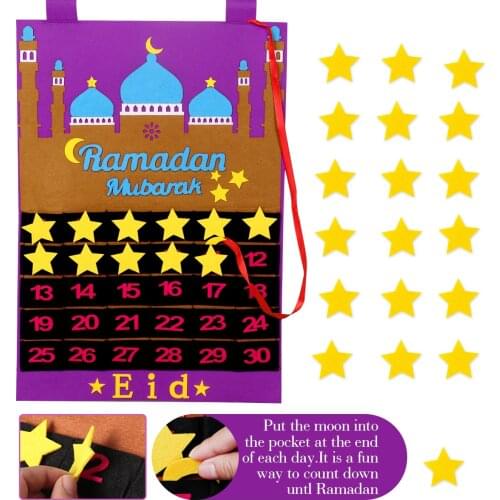 2021 Newest Eid Mubarak 30days Advent Calendar Ramadan Decor for Kids Gifts Ramadan Party Decor Muslim Islamic Party Supplies