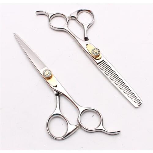 6" 17.5cm 440C Customized Logo Barber Scissors Cutting Shears Thinning Scissors Professional Hair Scissors Salon Equipment C1026