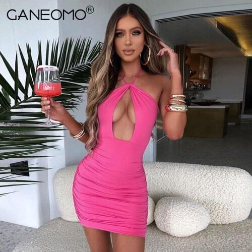 Halter Bodycon Mini Dresses for Women Sexy Cut Out Party Evening Birthday Bandage Dress Summer Hot Elegant Skinny Green Sundress