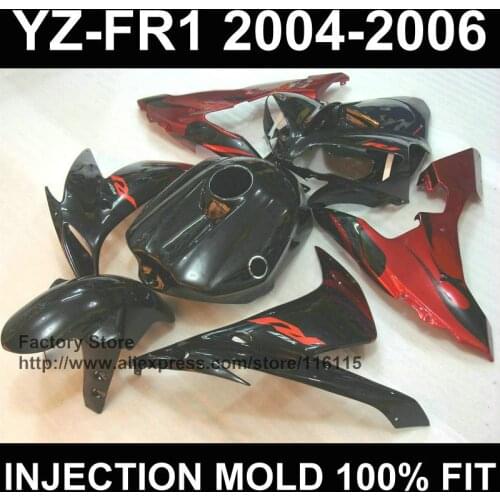 Racing bodywork for YAMAHA YZF R1 fairings 2004 2005 2006 YZF1000 1 YZFR 04 05 06 red black fairing Full injection