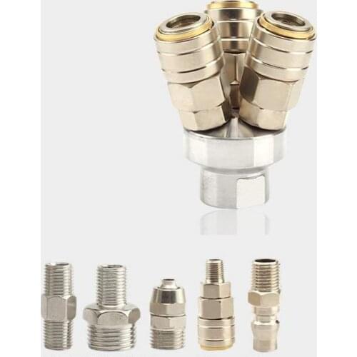 Pneumatic Fitting C Type Self-locking Round Three Way Quick Coupling Connector Coupler Adapter For Air Compressor