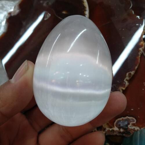 Polished Shiny White Selenite Egg Crystal Gemstone Specimen Reiki