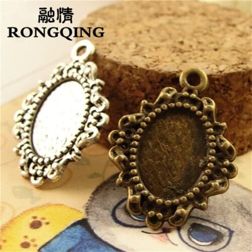 RONGQING 14*10MM 50pcs/lot lace Retro Tray necklace DIY Accessories Wholesale Craft