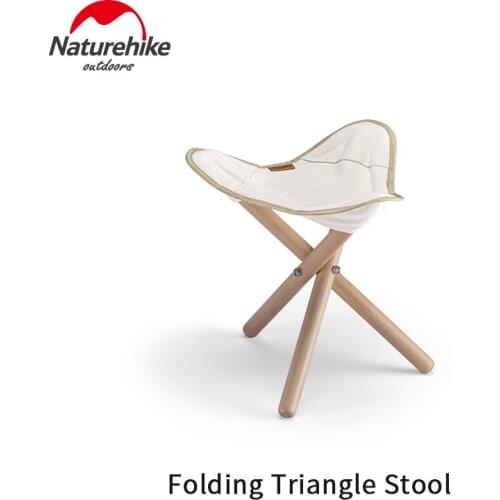 Naturehike Triangle Small Outdoor Chair Ultralight Canvas Folding Stool Solid Wood 100kg Bearing Weight Portable Travel Picnic