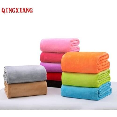 Warm Flannel Fleece Blankets Soft Solid Blankets Solid Bedspread Plush Winter Summer Throw Blanket for Bed Sofa