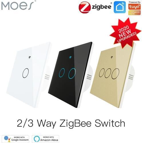 ZigBee Wall Touch Smart Light Switch With Neutral/No Neutral ,No Capacitor Smart Life/Tuya Works with Alexa,Google Hub Required