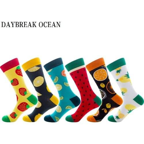 Unisex New Fashion Men Socks Women Novelty Funny Fruits Combed Cotton Socks Mens Big Size Crew Socks Manufacturer Wholesale