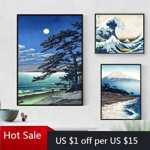 Vintage Japanese Landscape Poster Prints Wave Kanagawa Art Canvas Painting Wall Decor Pictures For Living Home Room Decor