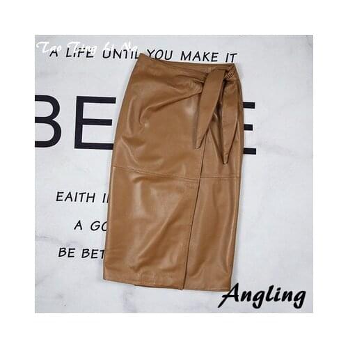 Top brand Spring 2020 Women Genuine Real Sheep Leather Skirt E26 high quality