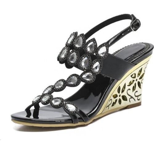 2018 Summer Hot Style Womens Shoes Leather Wedges Heel Comfort Wedge Sandals Wedding Party & Evening Size 11 Free Shipping