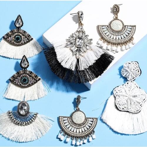 Earrings for Women 2020 Simple Personality White Tassel Drop Earrings Banquet Party Jewelry Accessories Statement Earrings