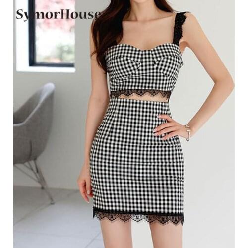 2021 New Plaid Tank Sexy Vestidos Simple Chic Work Dress Womens Office Bodycon Sheath Party Pencil Dresses Summer Autumn