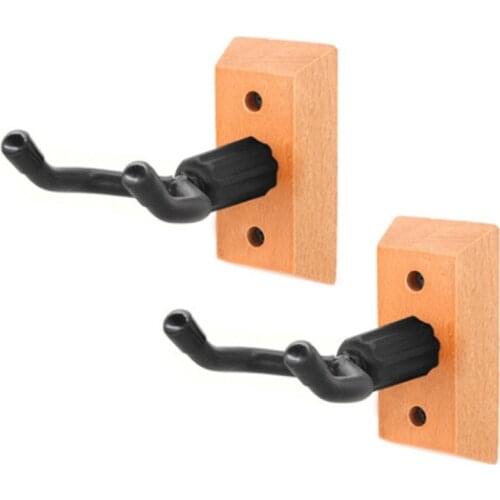 2 Pack Guitar Wall Mount Hanger Real Hardwood Hook Holder Stand for Bass Electric Guitar Ukulele Ukulele Violin