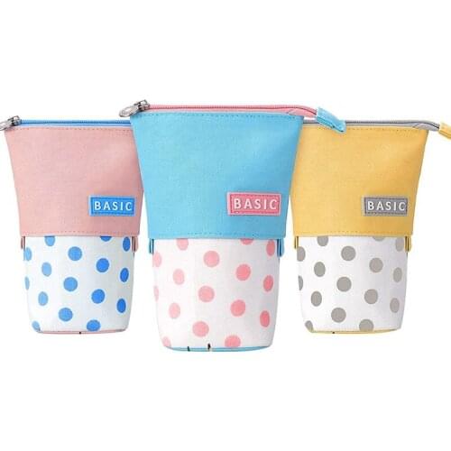 3Pcs Multifunctional Pen Holder Stationery Storage Bag Retractable Pen Case Canvas Dual-Use -Up Vertical Pen Case