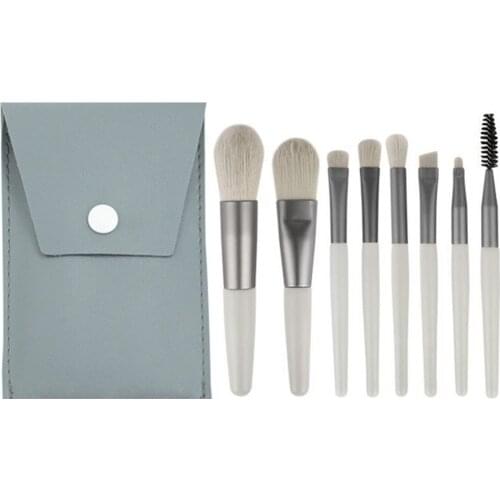 Grey 8 Pcs Mini Portable Soft Makeup Brushes Set Eye Shadow Foundation Powder Eyelash Lip Concealer Blush Make Up Brush Set B020
