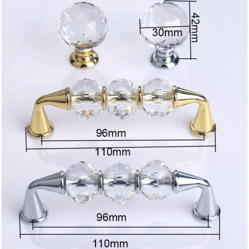 96mm fashion luxury crystal wine cabinet kitchen cabinet door handle gold silver cupboard dresser drawer cabinet knob handle