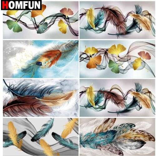 HOMFUN 5D Diamond "Color feather abstract" Diamond Embroidery Full Round/ Square Diy Diamond Painting Cross Stitch Home Decor
