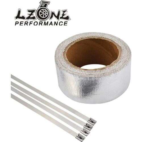 LZONE - Car Aluminum Reinforced Tape Heat Shield Resistant Wrap For All Intake pipe / Suction Kit WITH 4PCS TIES JR1611