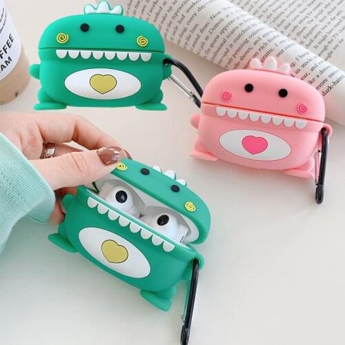 For Huawei FreeBuds Pro 3D Cute Cartoon Heart Dinosaur Earbuds Case for Huawei FreeBuds 3 Couple Lovers Wireless Earphone Cover