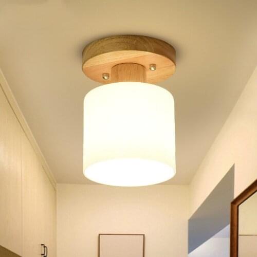 Home wooden small ceiling lamp round glass corridor aisle cloakroom porch lamp LB12066 led light fixture Aisle corridor lights