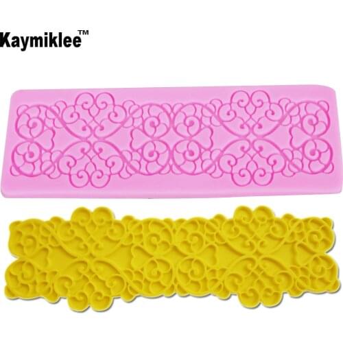 F1119 FREE SHIPPING Heart-shaped Lace Flower Mold Fondant Silicone Mold Cake Decorating Baking Tools Non-toxic