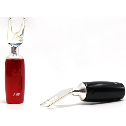 Hifi Audio 500 Series Purple Copper Banana or spade DIY speaker plug (Silver) Hi-End Y spade plug speaker conector