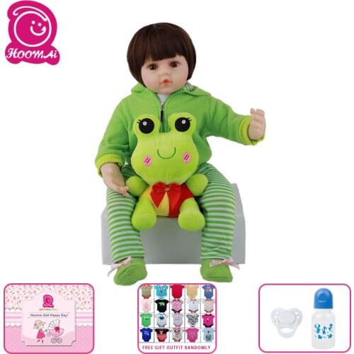 Hoomai Realistic Newborn Baby 24'' Silicone Doll cloth Body Lifelike Bebe Reborn Dolls For Children Birthday Gift Shower Toy