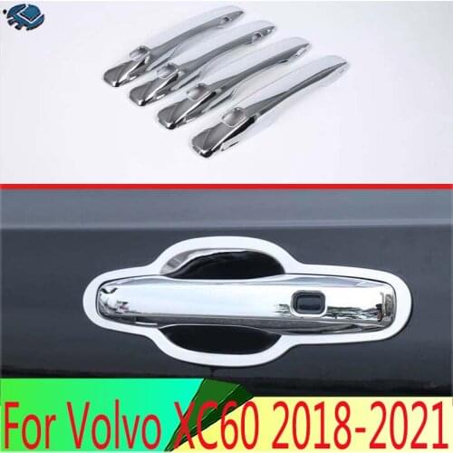 For Volvo XC60 2018 2019 ABS Chrome Door Handle Cover With Smart Key Hole Catch Cap Trim Molding