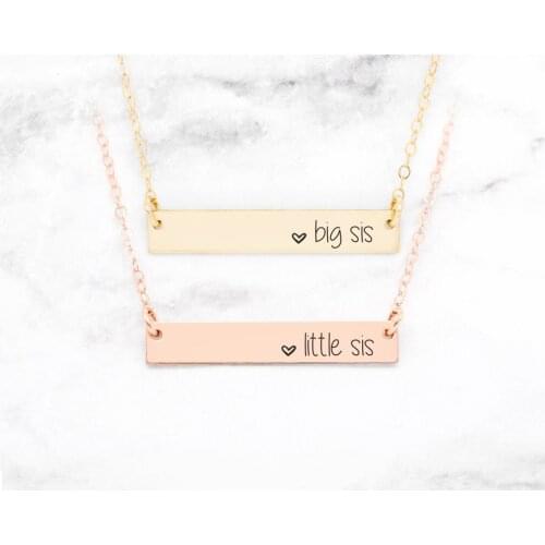 Custom Pendant Sister Necklace Hear Jewelry Rose Gold Personalized Geometry Bear Necklace Pendant Best Gift