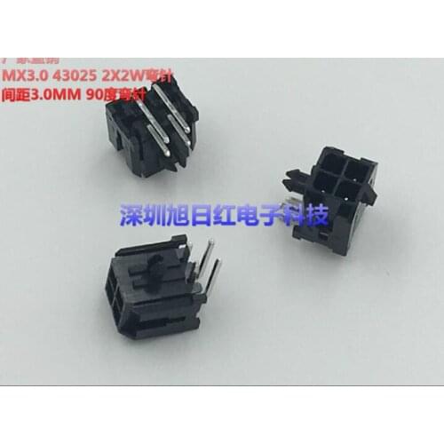 10pcs MX3.0mm 43025 2X2W curved needle 2*2 3.0MM pitch connector 4P 90 degree curved needle