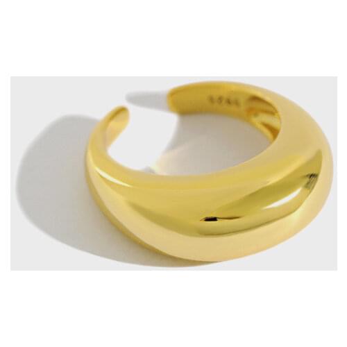 1pc Authentic S925 Sterling Silver INS White Cold Wind Geometric Arc Smooth Surface Adjustable Ring TLJ531