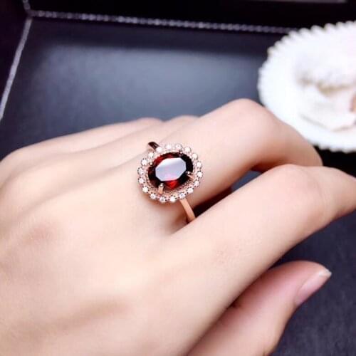 Garnet gemstone ring real 925 silver natural gem good cut craftmanship
