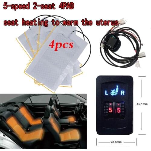 12V 2 Seats 4 Pads Car Seat Carbon Fiber Seat Heated Water Heating Heater Pads 2 Sets 5 Level Gauge Winter Warm Seat Covers