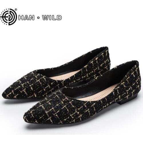 Large Size 42 Pointed Toe Ballet Flats Women Loafers Comfortable Ladies Moccasins Soft Casual Shoes Women OL Office Shoes