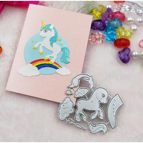Rainbow Horse Metal Cutting Dies Stencil DIY Scrapbooking Album Stamp Paper Card Embossing Crafts Decor