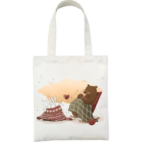 Harajuku Fashion Women Tote Bag Art AnimalsPrinted Shopping Bag Ulzzang Handbags Girl Student Single-Shoul der Bags