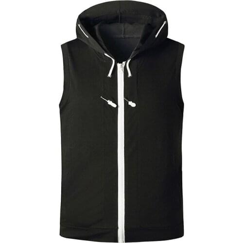 Men Gym Bodybuilding Stringer Tank Top Fitness Training Hooded Vest Muscle Guys Sleeveless Gyms Hoodie Vest Shirt Hoodie