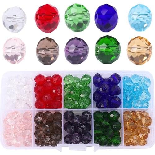 Shiny Crystal Beads Beading Cord Clasps Box Set Bicone Glass Beads Loose Spacer Beads for DIY Earrings Bracelet Jewelry Making