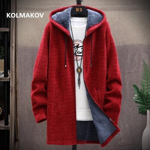 2020 Winter new arrival Mens Sweaters Cardigan Men Knitted thicken Mens Hooded Coat Male Slim Fit Knitting Sweater M-3XL