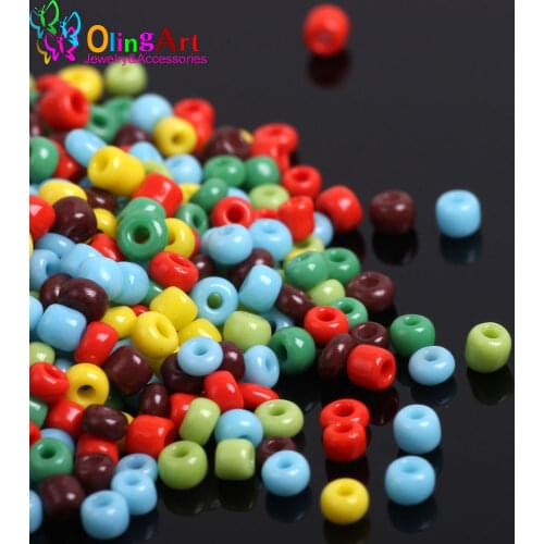 OlingArt 2MM Mixed color multicolor Glass Seed beads 1600pcs opaque Spacer necklace Bracelet earrings choker DIY Jewelry Making