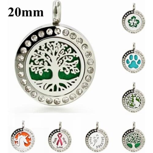 Paw footprint Bling 20mm magnet Stainless Steel Essential Oil Perfume diffuser Necklace(10p free pads)
