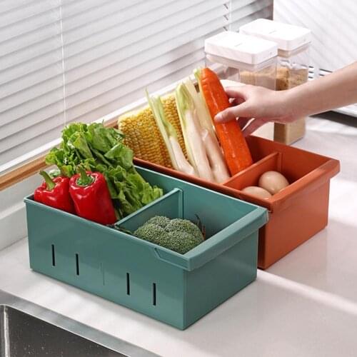 Adjustable Food Storage Box Ventilation Vegetable Fruit Container Rectangular Free Partition Refrigerator Organizer Kitchen Tool