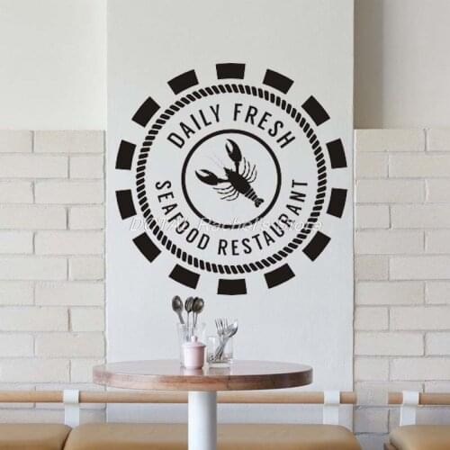 Seafood Restaurant Decor Lobster Vinyl Wall Decal Kitchen Dining Room Sticker Bar Drink Art Sticker