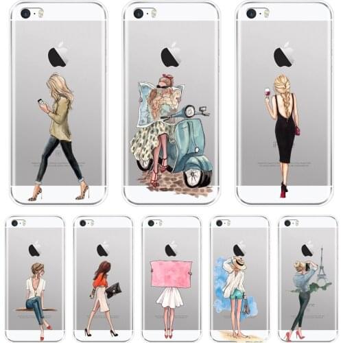 Black Girl Travel Women Aesthetic Anime Silicone Phone Case For Apple iPhone 5 5C 5S SE 4 4S Soft Back Cover For iPhone 4 5 S