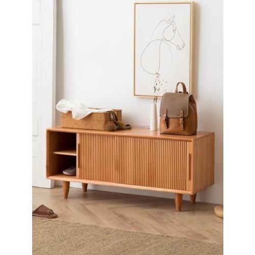 Nordic solid wood shoe changing stool home entrance door shoe stool entry shoe rack sitting shoe cabinet multifunctional stool