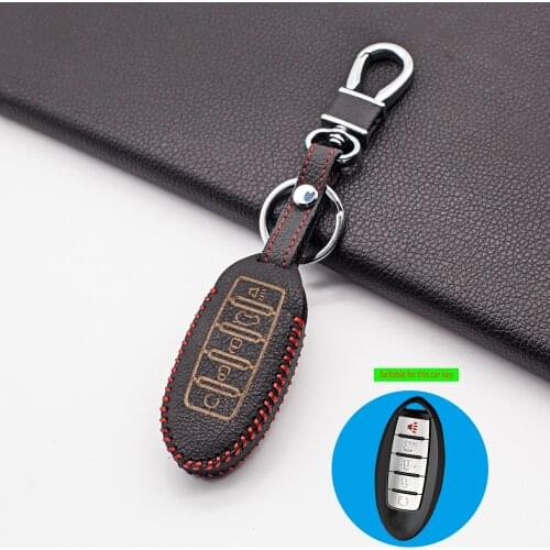 Stylish 100% Leather Key Case Cover For Nissan Altima Maxima For Infiniti EX G37 FX Q60 QX50 QX70 5 button Remote Fob