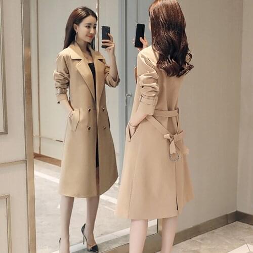 Spring Autumn Trench Coat Womens Slim Double breasted Trench Coat Long Women Windbreakers Plus Size Female Overcoat Mujer Z846
